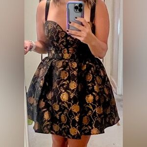 Lulu's Black and Bronze Floral Dress